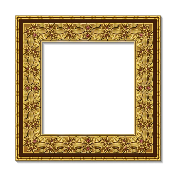 Frame gold color with shadow — Stock Vector