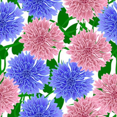 mavi ve pembe çiçekler ile Seamless Modeli