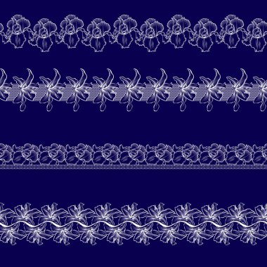 Beyaz dantel kurdeleler kümesi