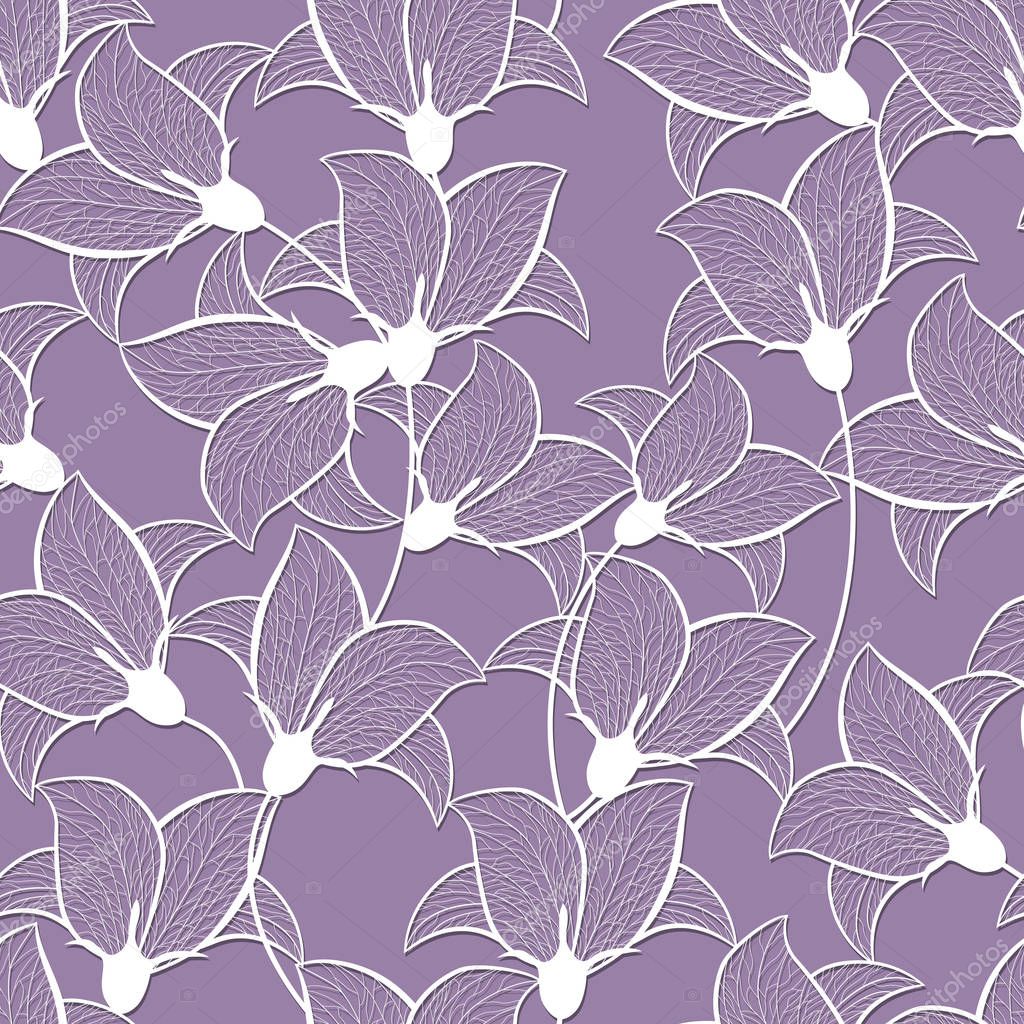 seamless pattern with white bell flowers