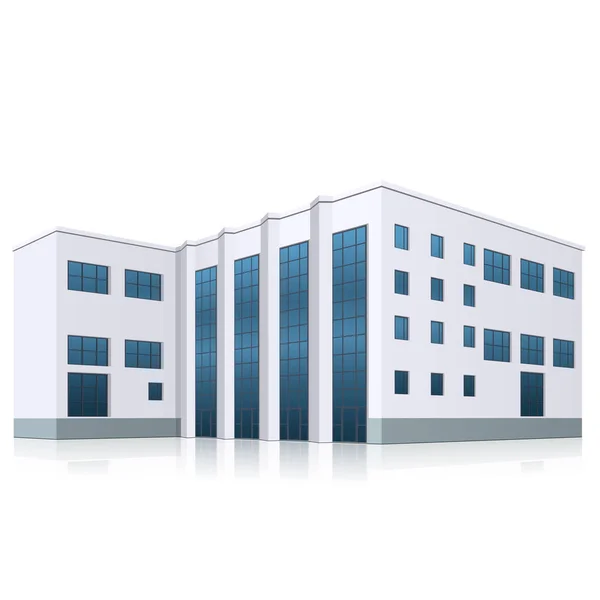 Immeuble Bureaux Avec Entrée Une Réflexion Sur Fond Blanc — Image vectorielle