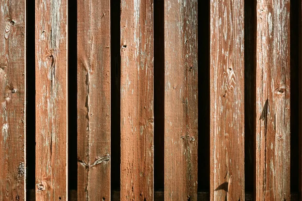 Vertical Texture Old Wooden Fence Red Color — Stock Photo, Image