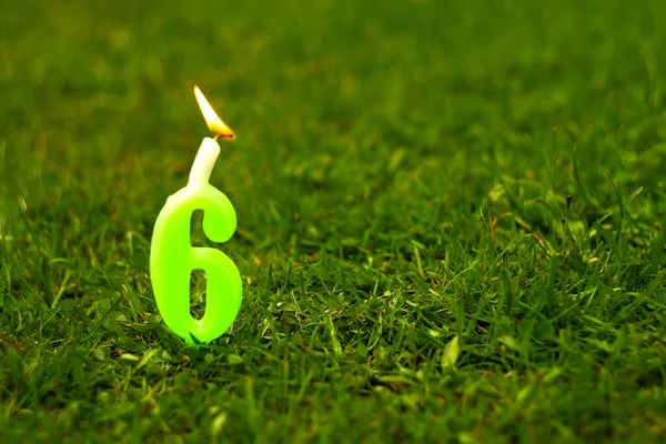 Number Candle Green Background Space Text — Stock Photo, Image