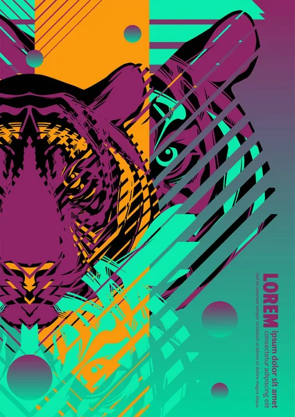 Абстрактный Дизайн Плаката Тигром — стоковый вектор