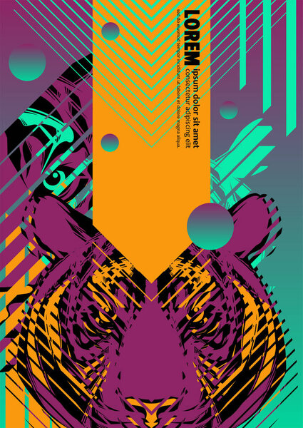 Abstract cover design poster with tiger