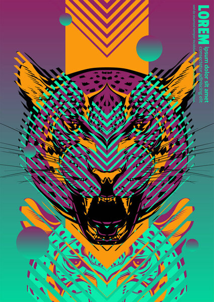 Abstract cover design poster with leopard