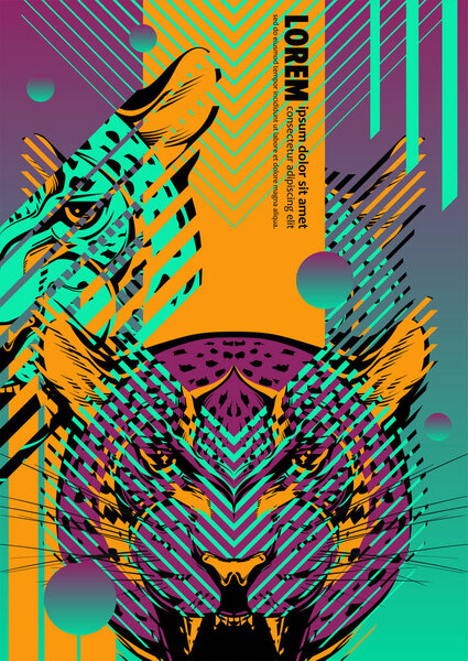 Abstract cover design poster with leopard