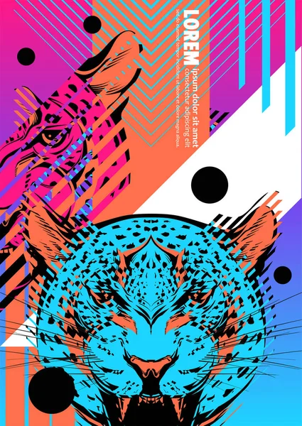 Obal Designem Leopard Hlavu Použitelné Pro Bannery Poutače Plakáty Letáky — Stockový vektor