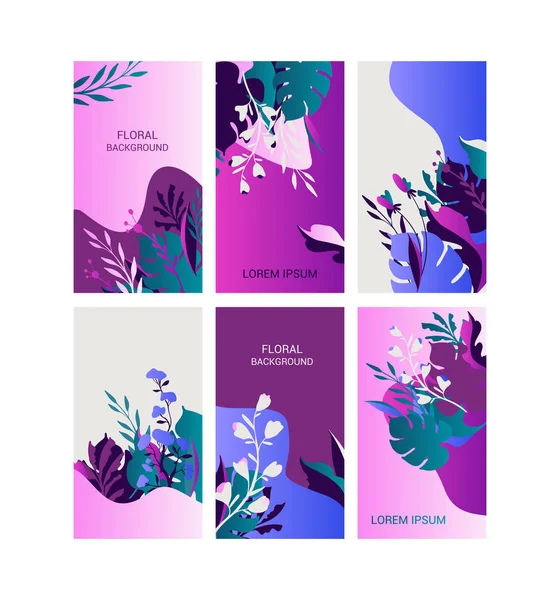 Blanketter Med Blommiga Inslag För Reklam Affisch Webbdesign Ljusa Bakgrunder — Stock vektor