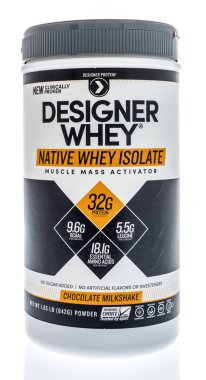 Winneconne - 18 Mayıs 2018: bir şişe Tasarımcısı peynir altı suyu yerli shey izole protein tozu izole bir arka plan üzerinde.