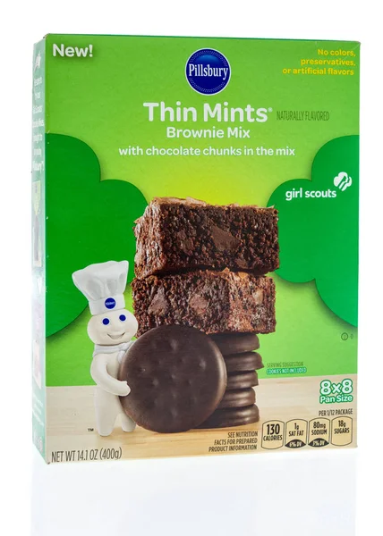 Winneconne Mayo 2018 Una Caja Brownie Menta Fina Pillsbury Girl —  Fotos de Stock