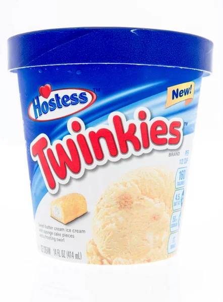 Winneconne Junio 2018 Contenedor Helado Hostess Twinkies Sobre Fondo Aislado — Foto de Stock