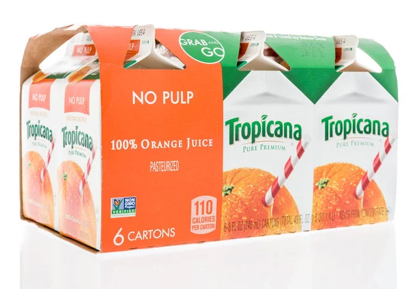 Winneconne June 2018 Package Six Cartons Tropicana Grab Orange Juice — Stock Photo, Image