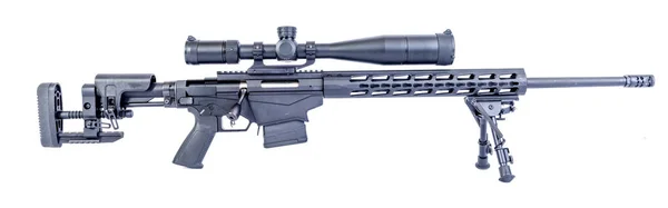Rifle Precisión Cerrojo Con Visor Montado Sobre Fondo Aislado — Foto de Stock