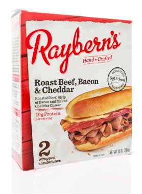 Winneconne, Wi - 25 Temmuz 2018 - A box Raybern'ın kavurma, pastırma ve kaşar peynir izole bir arka plan üzerinde.