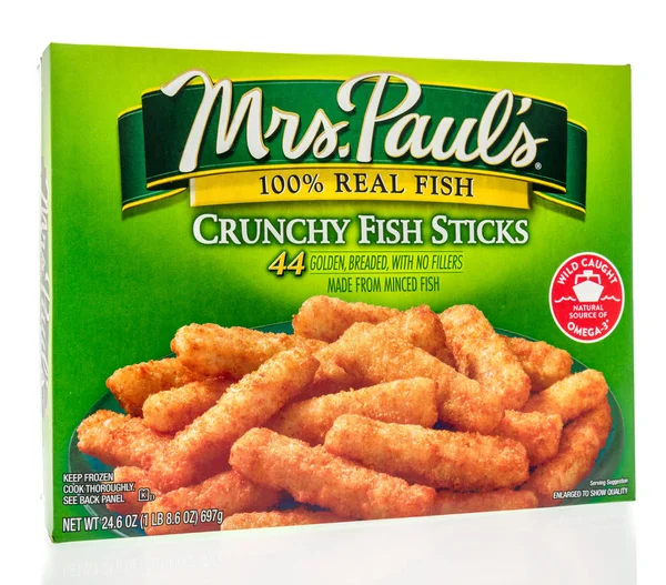 Winneconne July 2018 Box Mrs Paul Crunchy Fish Sticks Isolated — Stock Photo, Image