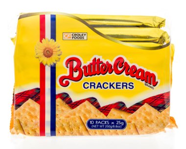 Winneconne, Wi - 2 Ağustos 2018: bir paket tereyağı krema kraker satılan croley gıdalar izole bir arka plan üzerinde