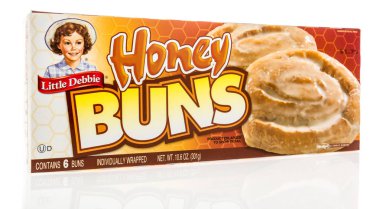 Winneconne, Wi - 13 Ağustos 2018: Little Debbie bal çörek izole bir arka plan üzerine bir kutu