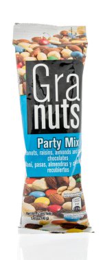 Winneconne, WI - 20 August 2018: A package of Gra nuts party mix from Colombia on an isolated background clipart