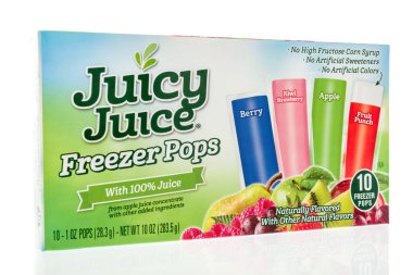 Winneconne, Wi - 23 Ağustos 2018: sulu suyu dondurucu bir paket üzerinde izole bir arka plan çıkar