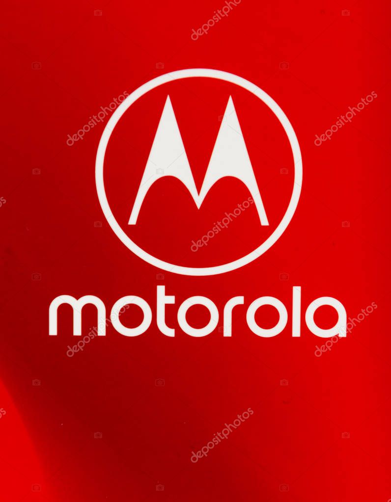 Winneconne, WI - 26 September 2018: A close up shot of the Motorola logo on an isolated background