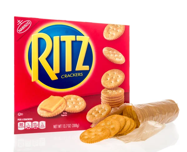 Winneconne November 2018 Låda Med Ritz Kex Med Ett Öppet — Stockfoto