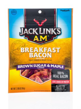 Winneconne, Wi - 2 Aralık 2018: A çanta, Jack bağlantı'nın ' da kahvaltı pastırma izole bir arka plan üzerinde.