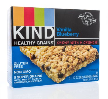 Winneconne, Wi - 10 Aralık 2018: tür sağlıklı tahıl granola bar izole bir arka plan üzerinde bir paket.