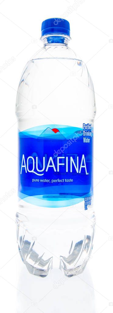 Winneconne, WI - 30 December 2018: A Aquafina water bottle on an isolated background.
