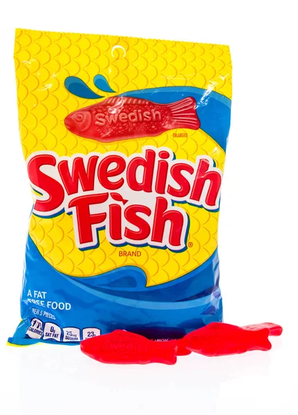 Winneconne Januar 2019 Eine Tüte Schwedische Fischbonbons Auf Isoliertem Hintergrund — Stockfoto