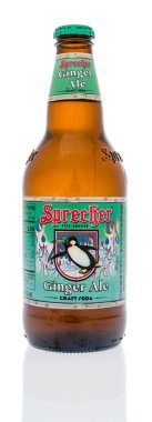 Winneconne, Wi - 27 Ocak 2019: Sprecjer zencefilli gazoz zanaat soda izole bir arka plan üzerine bir şişe