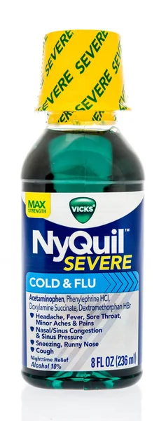 Winneconne January 2019 Bottle Nyquil Severe Cold Flu Medicine Isolated — Stock Photo, Image