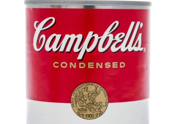 Winneconne, Wi - 2 Şubat 2019: atış Campbells çorbası izole bir arka plan üzerinde yakından