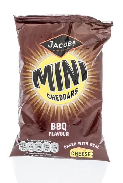 Winneconne Fevereiro 2019 Pacote Chips Jacobs Mini Cheddars Fundo Isolado — Fotografia de Stock