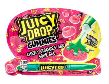 Winneconne, WI - 2 Haziran 2020: Bir paket Sulu şekerleme izole bir zemin üzerinde şekerleme