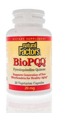 Winneconne,  WI - 26 June 2020: A bottle of Natural factors biopqq supplement on an isolated background clipart