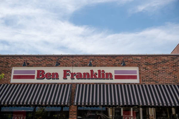 Ripon Luglio 2020 Segno Vetrina Del Negozio Ben Franklin — Foto Stock