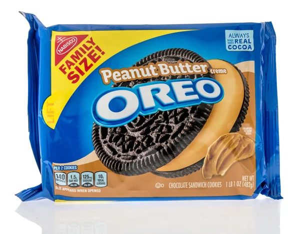 Winneconne Σεπτεμβρίου 2020 Πακέτο Φυστικοβούτυρο Oreo Cookies Απομονωμένο Φόντο — Φωτογραφία Αρχείου