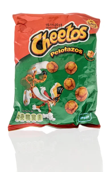 Winneconne Setembro 2020 Pacote Chips Cheestos Pelaotazos Fundo Isolado — Fotografia de Stock