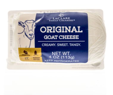 Winneconne, WI - 16 Ekim 2020: Bir paket Laclare aile kremalı keçi peyniri..