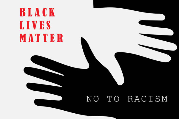 Black and white palm. The banner is vector, black lives matter. Vector illustration