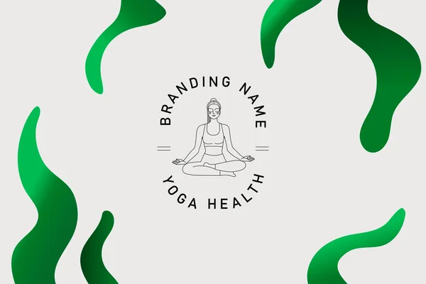 Yoga logosu. Yoga yapan bir kızın doğrusal silueti. Vektör illüstrasyonu