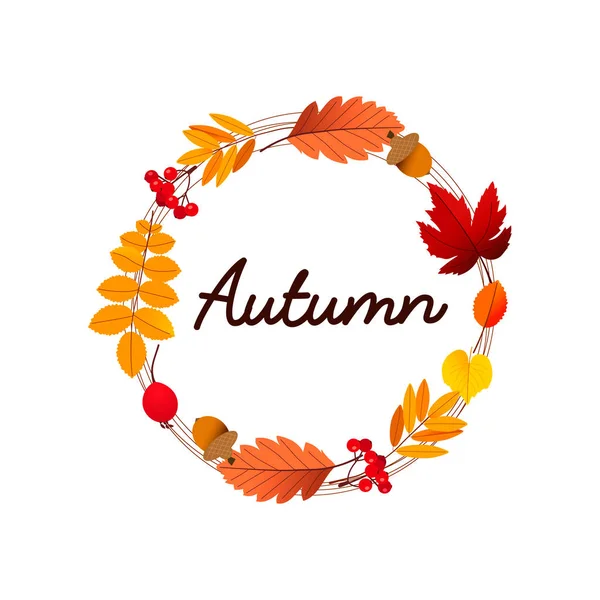 秋天的感觉 掉下去用字母和叶子表示可爱的矢量图 — 图库矢量图片