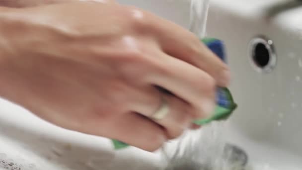 把黄瓜用流动的水洗手.健康饮食. — 图库视频影像