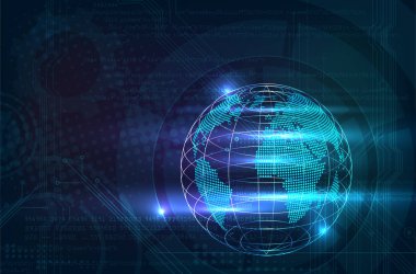 Dijital teknik veya bilgisayar arka plan parlak küre - vektör çizim ile