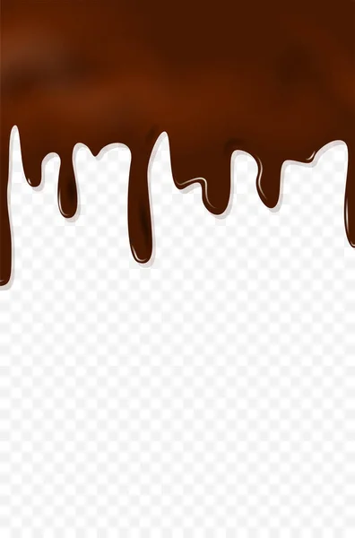 Flujo Chocolate Sobre Fondo Vertical Transparente Para Diseño Ilustración Vectorial — Vector de stock