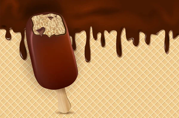 Chocolate Gelado Fluente Textura Bolacha Fundo Comida Doce Ilustração Vetorial — Vetor de Stock