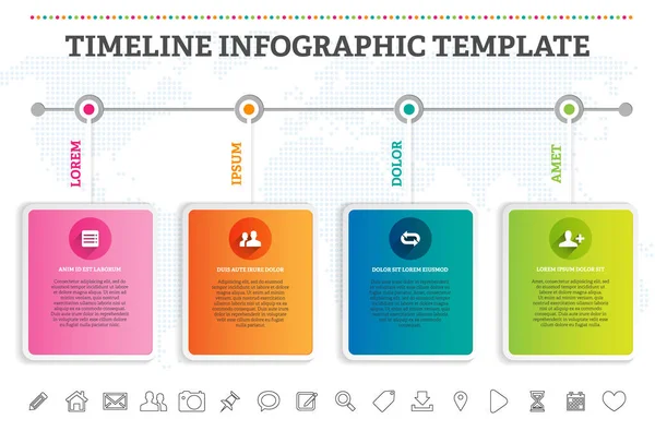 Modèle Infographique Timeline Moderne Avec Ensemble Icônes Exemple Texte Illustration — Image vectorielle