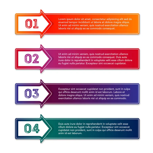 Infographic Gradient Frames Step Arrows Sample Text Vector Illustration — Stock Vector