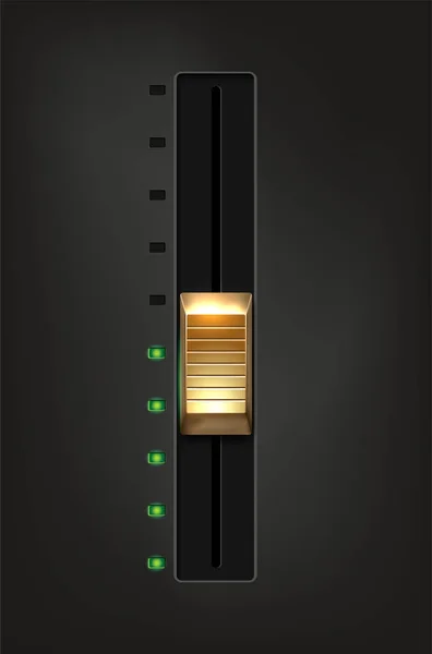 黄金の金属スライダーと灰色の背景のベクトル図にグリーン ダイオード — ストックベクタ
